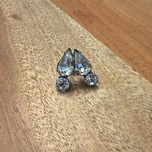 Elegant Silver Crystal Earrings pierced earrings